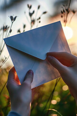 Aufkleber - A person holding an envelope in their hands. Suitable for various uses