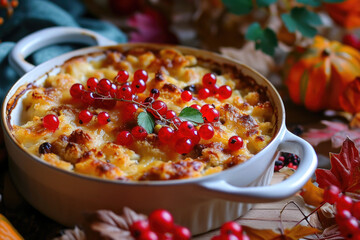 Poster - A casserole dish filled with vibrant red currants. Perfect for adding a burst of color to your recipes or food-related projects