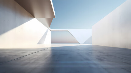 3d render of abstract futuristic architecture with empty concrete floor