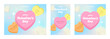 Sweet heart shape candy banner set. Valentines day concept. Isolated on white background. Different color bundle. Conversation, Love text. Social media, Poster, Card, flyer. Flat vector illustration.