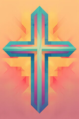 Wall Mural - Pastel Holy Cross geometric shape colorful digital religious artwork