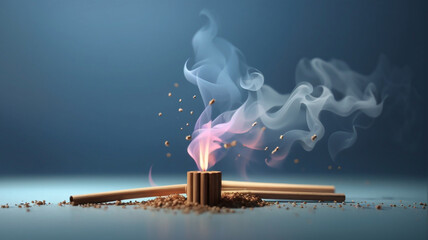 Wall Mural - burning cigarette with smoke