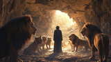 Fototapeta Konie - Daniel in the Lion's Den with a Peaceful Aura 
