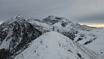 Snow capped mountains in the Alps. Piani Di Bobbio, Barzio, Lecco, Italy. Grigna Settentrionale Lake Como