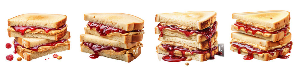 Wall Mural - Peanut Butter and Jelly on Toast Hyperrealistic Highly Detailed Isolated On Transparent Background Png File