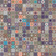 Aufkleber - Floral geometric mandala shapes, vintage style seamless pattern background.