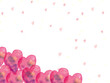 corazones rosas brillantes en fondo blanco con manchas claras de corazones. bandera web, felicitaciones, aniversario.