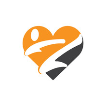 Karate Love Vector Logo Design. Martial Art With Heart Logo Concept.