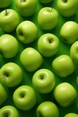 Apple fruits flat lay background. Fresh green apples from the market. Tasty and juicy. Summer freshness fruits. Healthy eating, raw food, vegan vitamins food concept