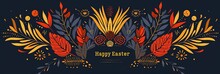 Easter Greeting Postcard With Vibrant Spring Colors And Text  Happy Easter  In Beautiful Typography