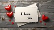 Romantic greeting card design   i love you  text with heart symbols on a clean white background