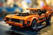 A muscle car assembled from building blocks.