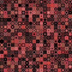 Poster - Dark color tone vintage concept floral geometric shapes seamless pattern background.