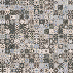 Poster - Floral geometric shapes vintage style seamless pattern background.