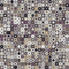 Fototapete - Floral geometric shapes vintage style seamless pattern background.