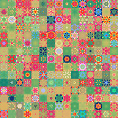 Poster - Pastel colored circular mandala shapes multi patterned and textured background.