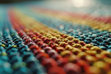 Close-up view of a colorful yoga mat texture