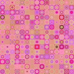Poster - Pastel pink and beige color, geometric mandala shapes, vintage style seamless pattern background.