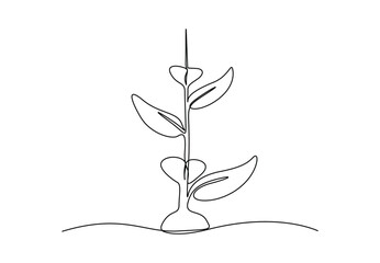 Wall Mural - Continuous one line drawing of plants and herbs concept vector illustration. Stock vector. 