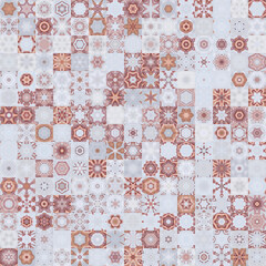 Poster - Soft faded color tone floral geometric shapes vintage style seamless pattern background.