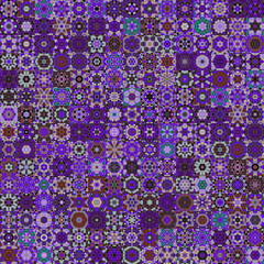 Poster - Dark purple and violet color tone floral geometric shapes vintage concept seamless pattern background.