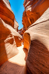 Wall Mural - Abstract details of orange slot canyon wall, Antelope Canyon Arizona, USA