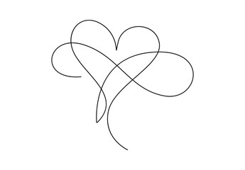 Poster - romantic monoline infinity calligraphy vector heart continuous one line drawing. isolated on white b