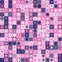 Fototapete - Floral geometric shapes vintage style seamless pattern background.