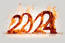 2024 New Year Burning Flames Numbers Isolated Cutout On Transparen