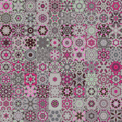 Poster - Dark color tone vintage concept floral geometric shapes seamless pattern background.