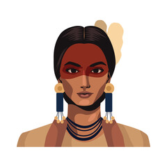 Sticker - native american girl profile