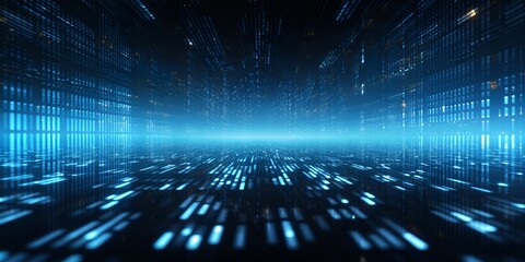 3D Render Digital Binary Code Raining Down in a Matrix, Digital Code, Binary Code, Matrix
