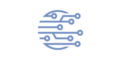 Wall Mural - modern technology logo design with circle, icon, vector, symbol.