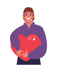 Poster - hug day man with heart