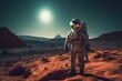 Astro explorer on strange planet. Generative AI