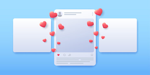 social media app interface post and love reaction 