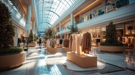 Poster - A modern famous brand women's clothing mall. Generative AI.