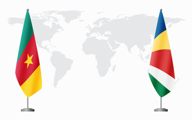 Cameroon and Seychelles flags for official meeting