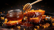 honey dripping from a dipper HD 8K wallpaper Stock Photographic Image 
