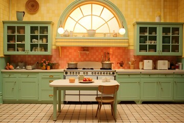 Wall Mural - retro vintage style kitchen design