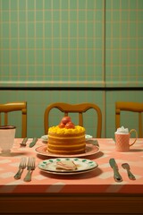 Canvas Print - vintage style of cake on the table