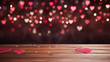 © Piotr Krzeslak - Empty old wooden table background with valentines day theme in background