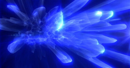 Poster - energy abstract blue waves of magic and electricity iridescent glowing liquid plasma background