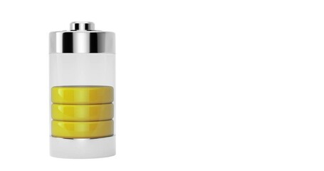 Fototapete - 4k resolution video: glass abstract battery charging animation on a white background with alpha matt