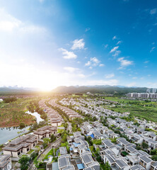 Canvas Print - Aerial view of villa area