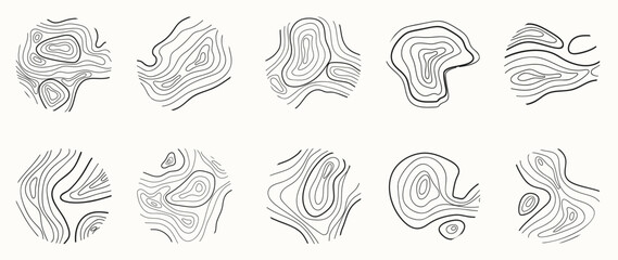 Wall Mural - topographic map circle pattern set vector. abstract mountain terrain map background with abstract sh