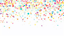White Background With Colorful Confetti Horizontal Seamless Border