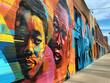 A Street Mural In An Urban Area Celebrating Black Leaders And Icons Blending Art And History In A Vibrant Display