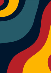Poster - Abstract background with colorful waves in retro style. Vintage bauhaus or scandinavian color swirls.