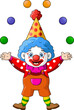Cute clown cartoon juggling colorful balls